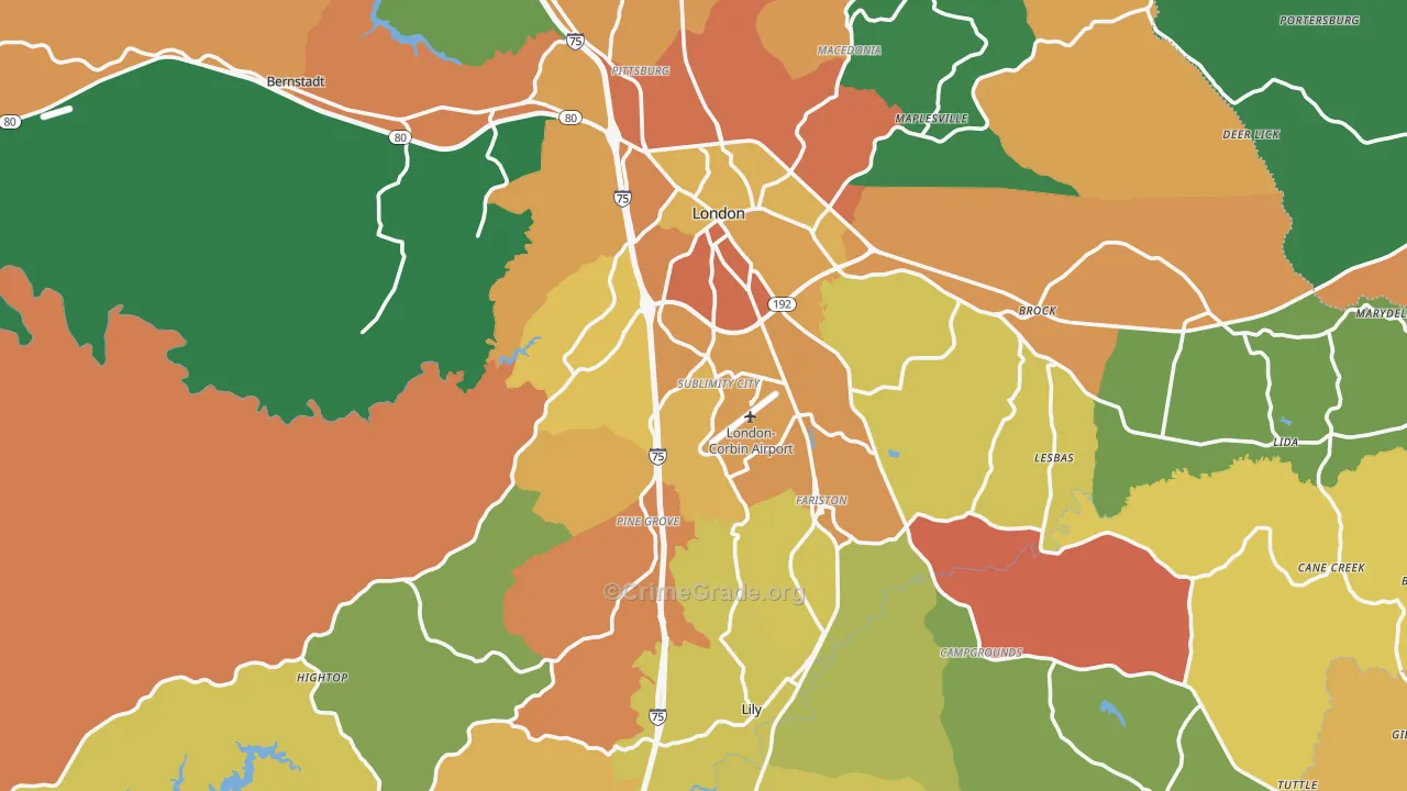 Laurel County, KY Map of Assault Rates