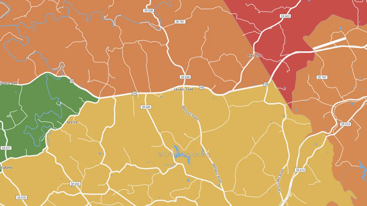 Laurel Fork, VA Map of Assault Rates