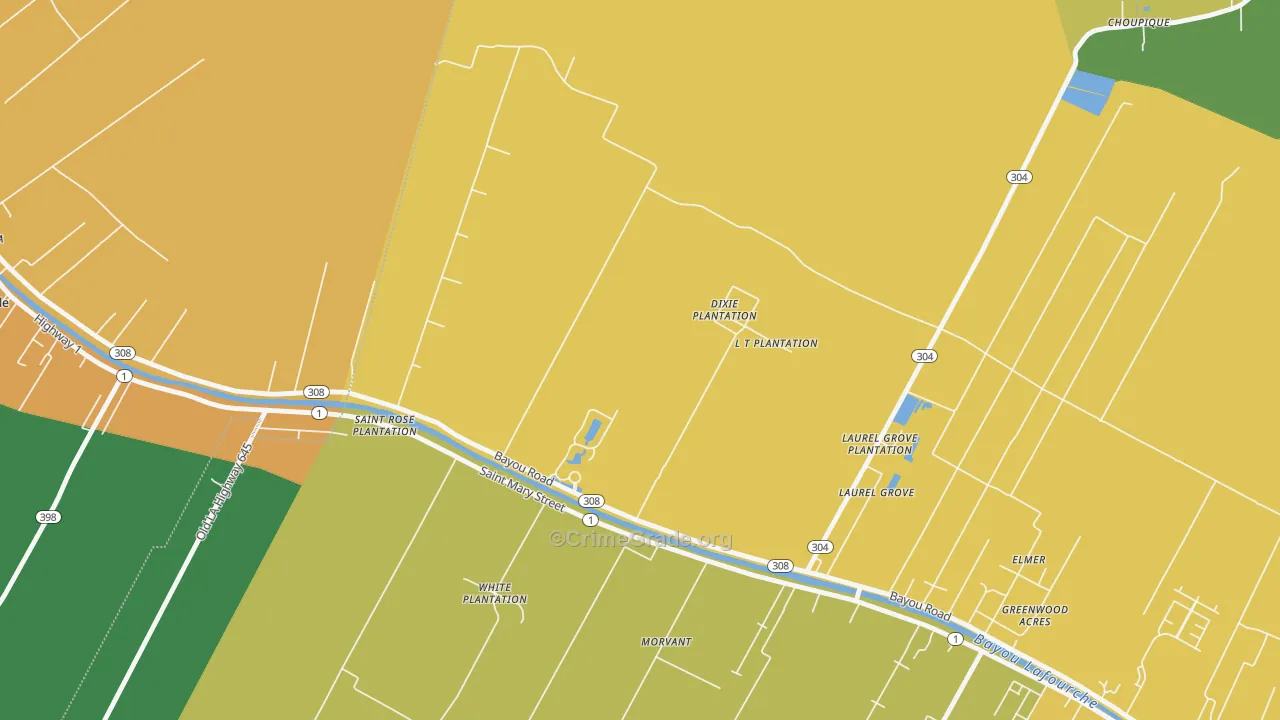 Laurel Grove, LA Map of Assault Rates