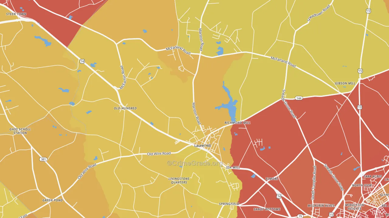 Laurel Hill, NC Map of Assault Rates