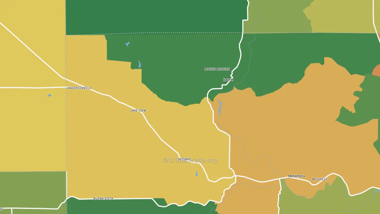 Laurel, IN Map of Assault Rates
