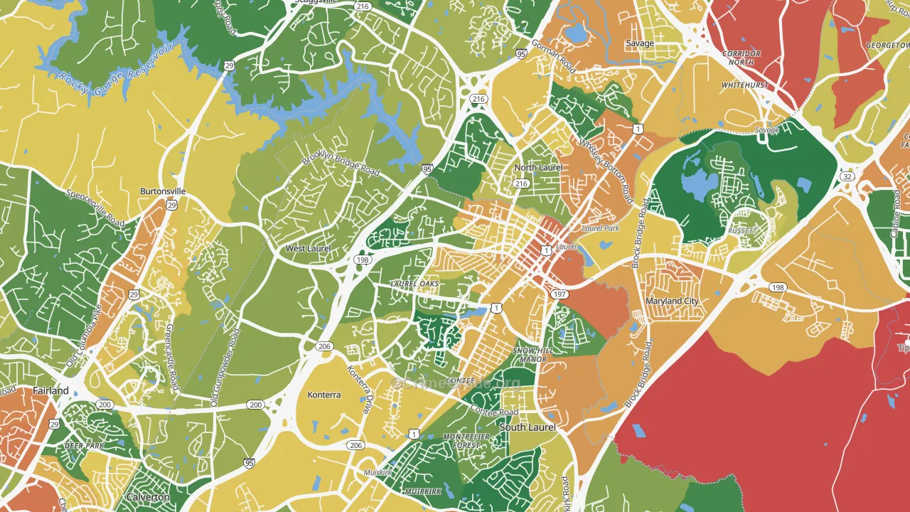 Laurel, MD Map of Assault Rates