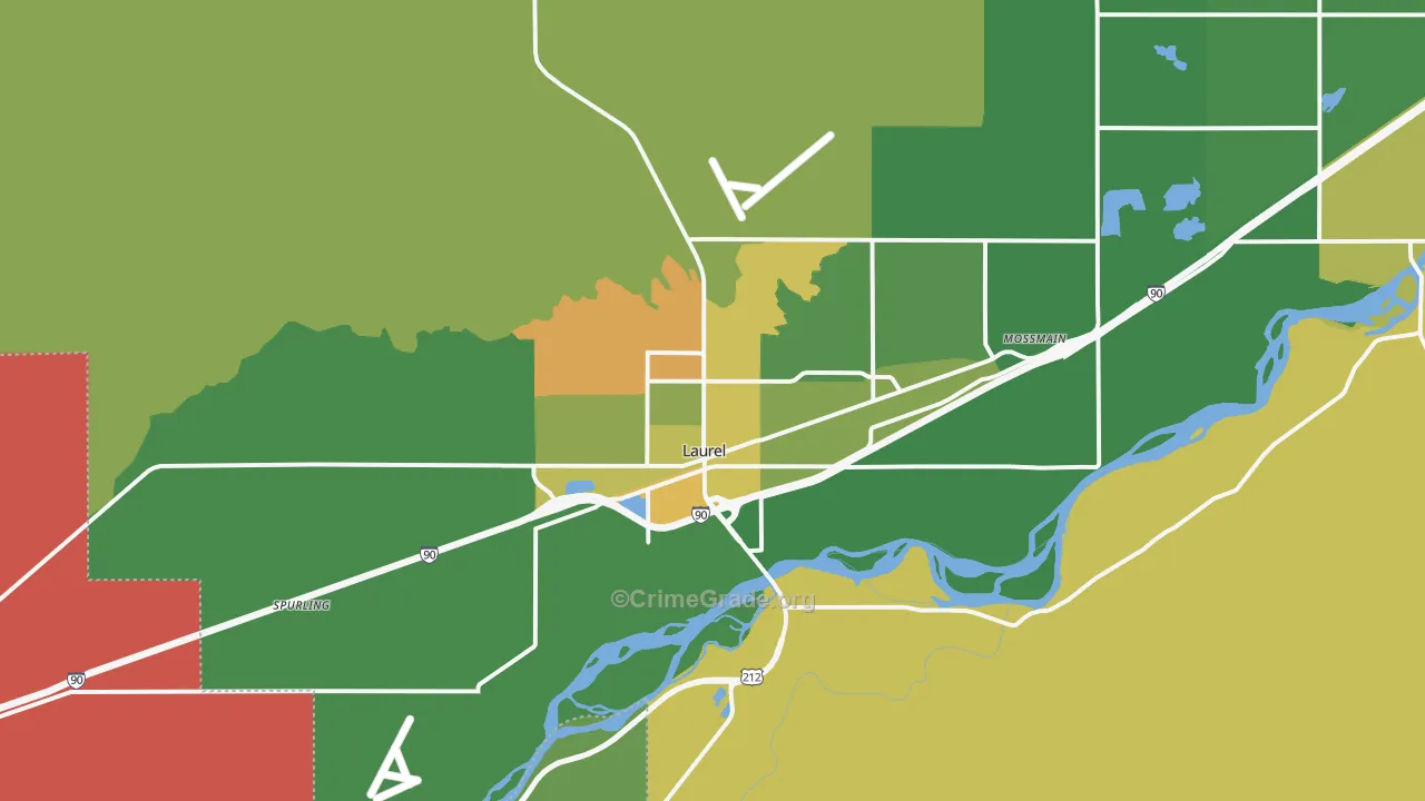 Laurel, MT Map of Assault Rates