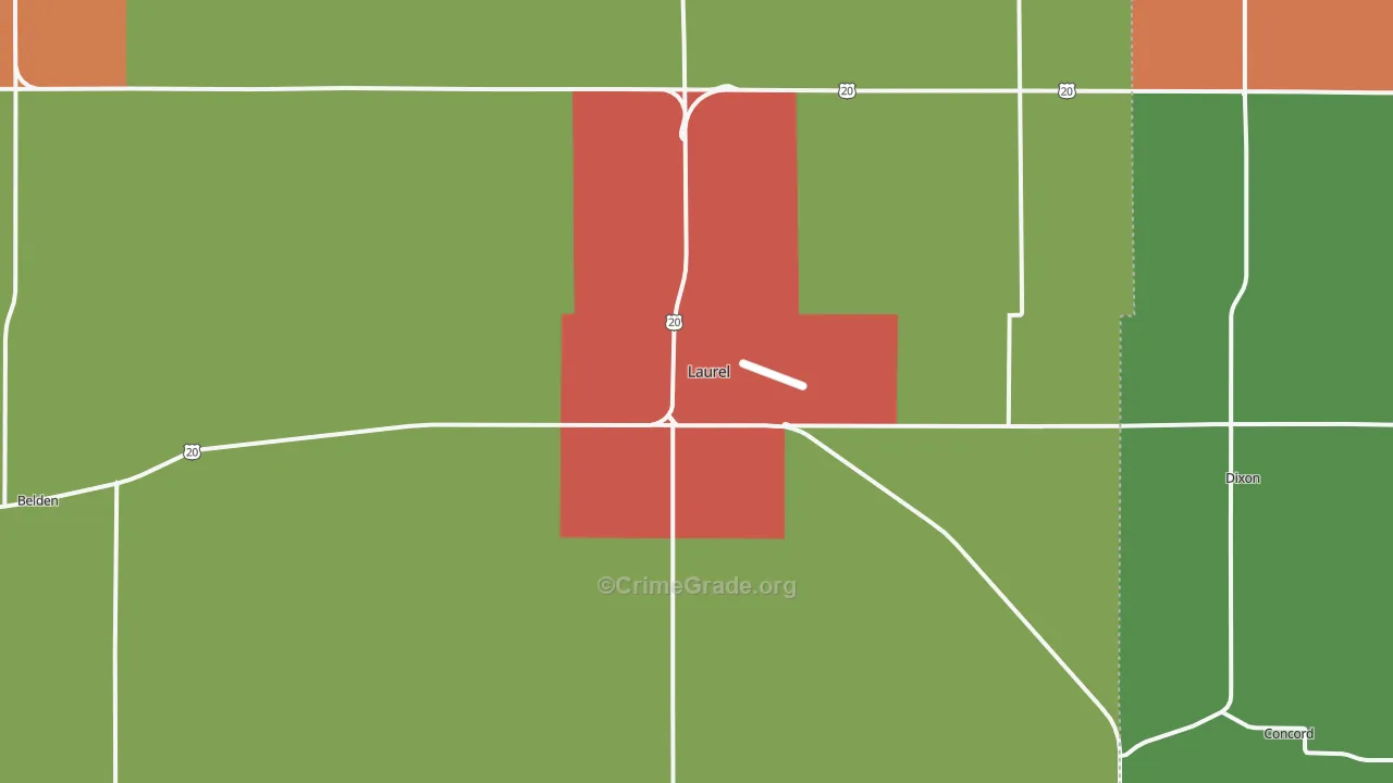 Laurel, NE Map of Assault Rates