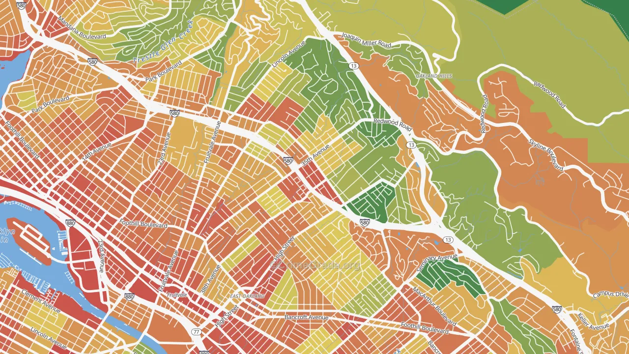 Laurel, Oakland, CA Map of Assault Rates