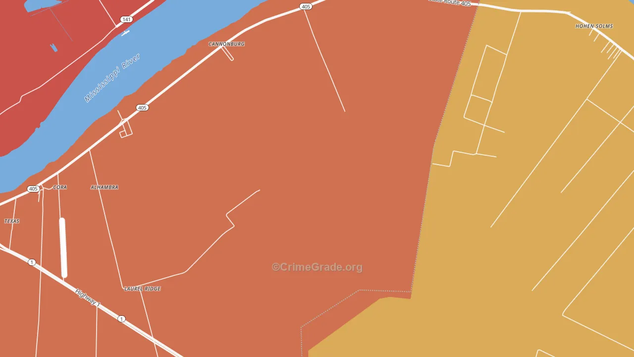 Laurel Ridge, LA Map of Assault Rates