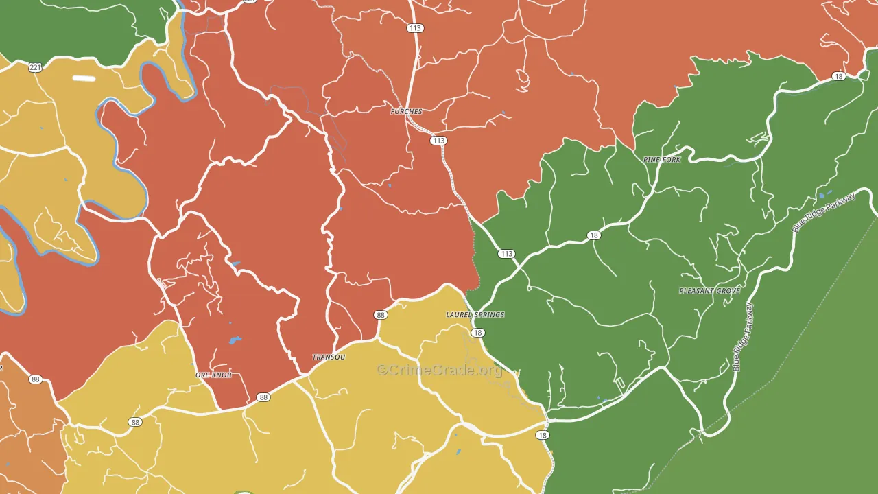 Laurel Springs, NC Map of Assault Rates