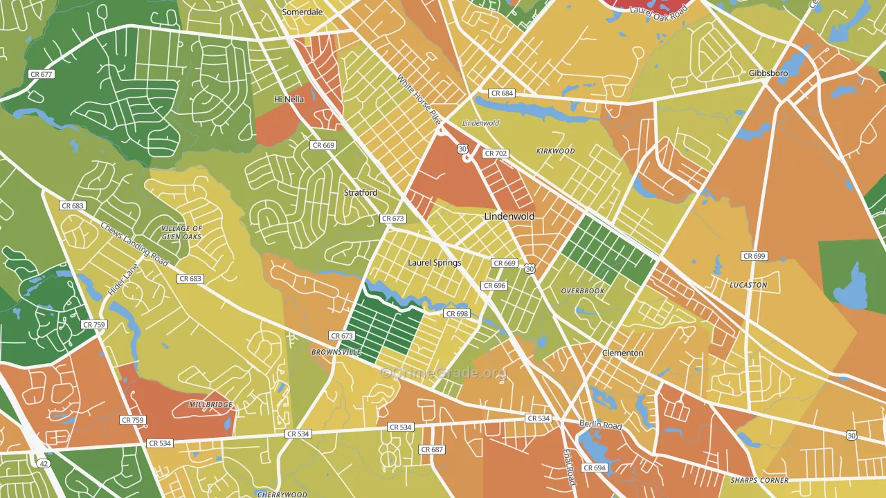 Laurel Springs, NJ Map of Assault Rates