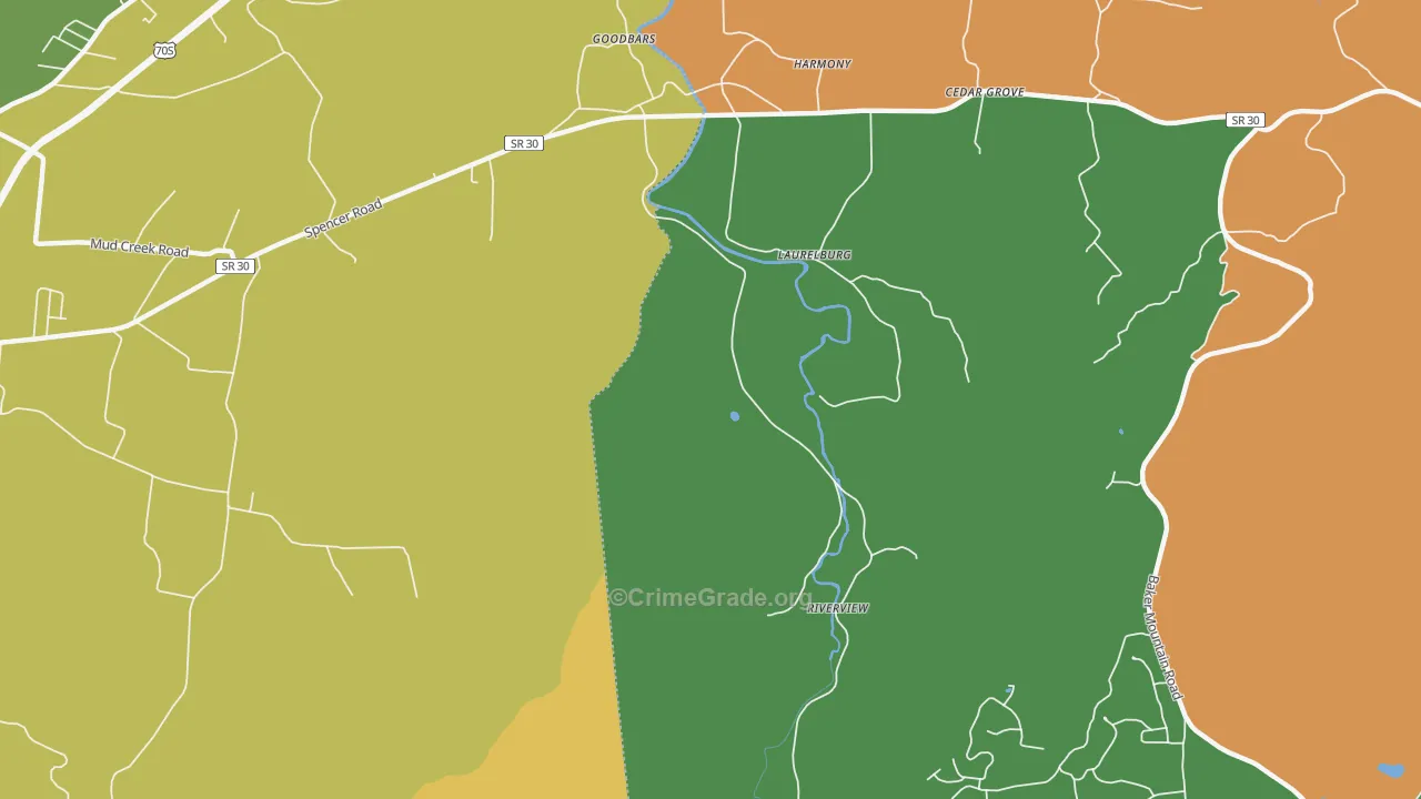 Laurelburg, TN Map of Assault Rates