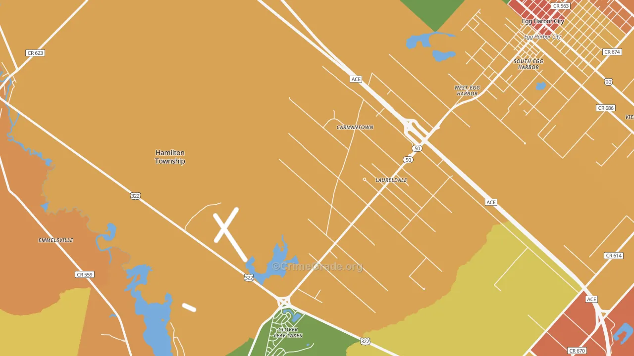 Laureldale, NJ Map of Assault Rates