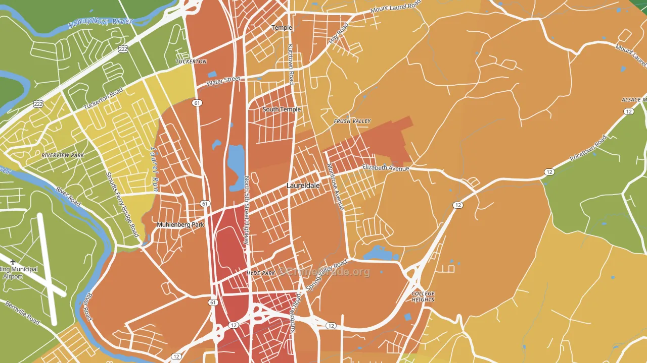 Laureldale, PA Map of Assault Rates