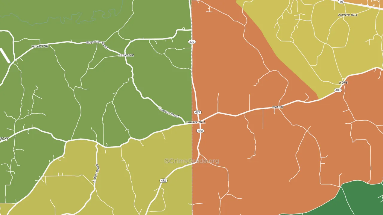 Laurelhill, MS Map of Assault Rates