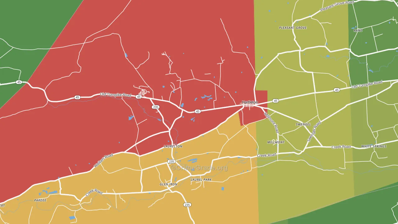 Laurelton, PA Map of Assault Rates