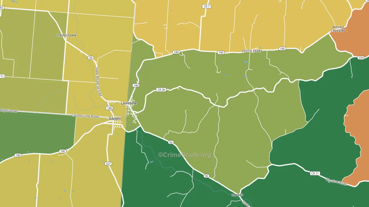 Laurelville, OH Map of Assault Rates