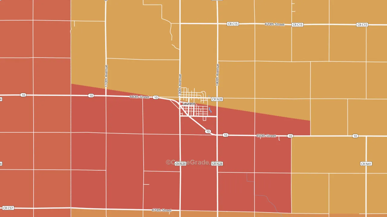 Laurens, IA Map of Assault Rates