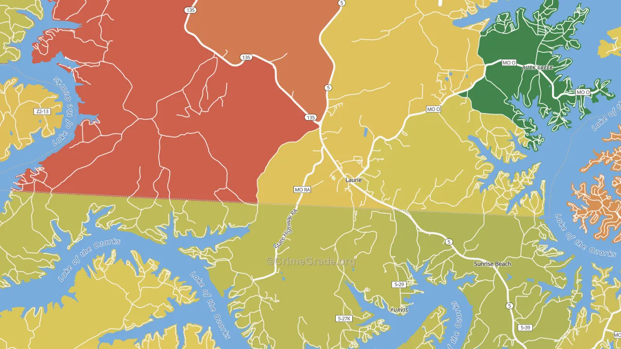 Laurie, MO Map of Assault Rates