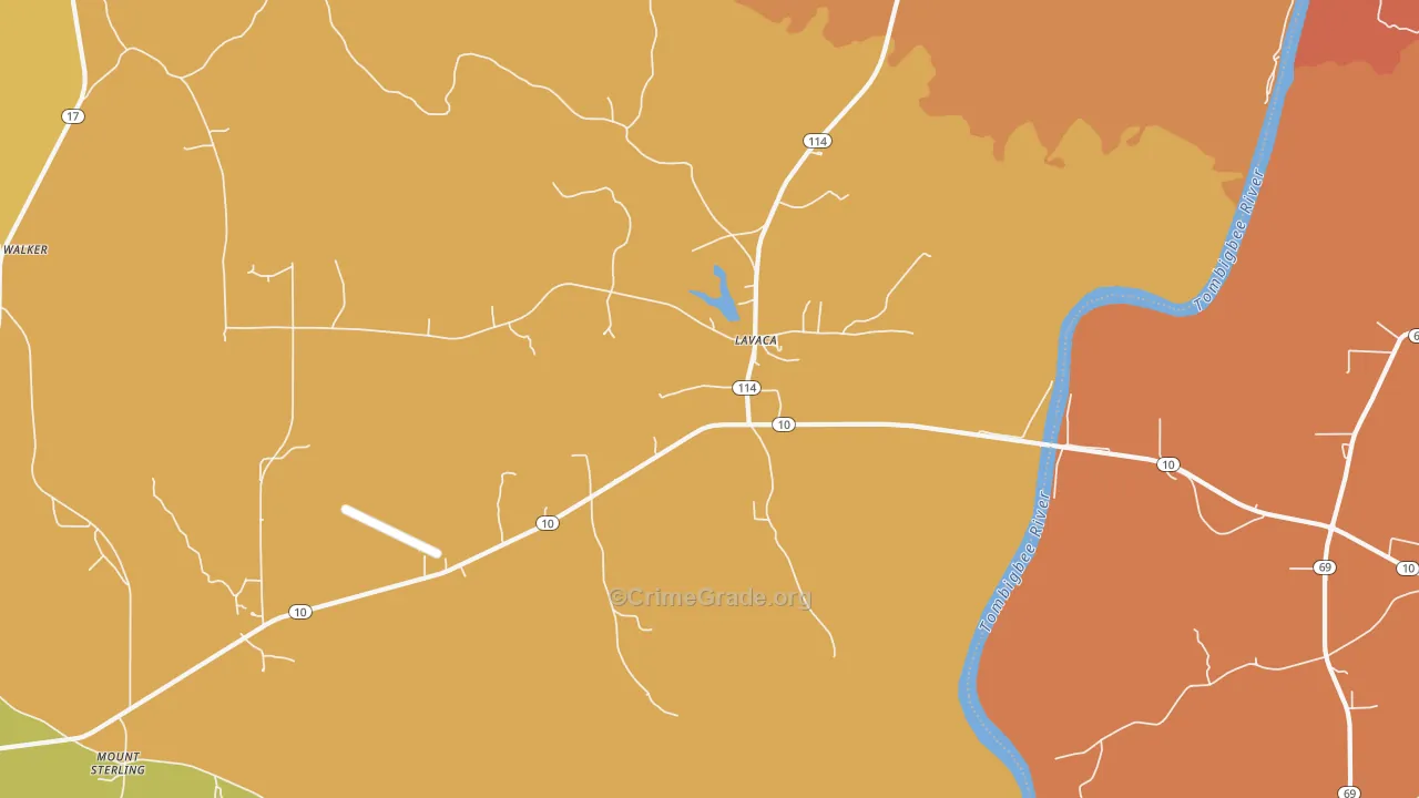 Lavaca, AL Map of Assault Rates