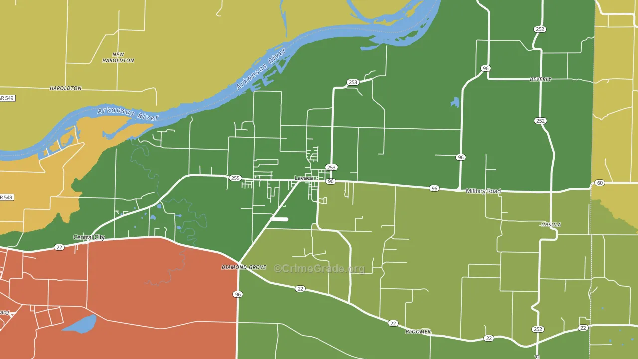 Lavaca, AR Map of Assault Rates