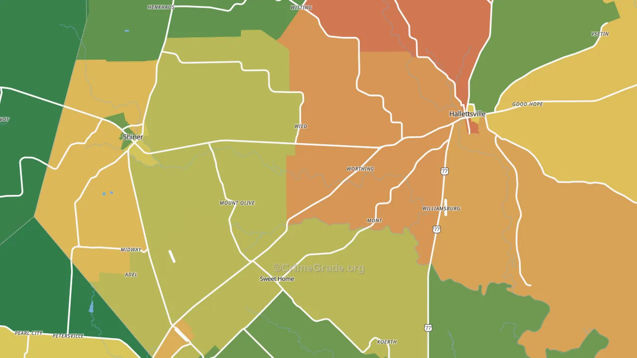 Lavaca County, TX Map of Assault Rates