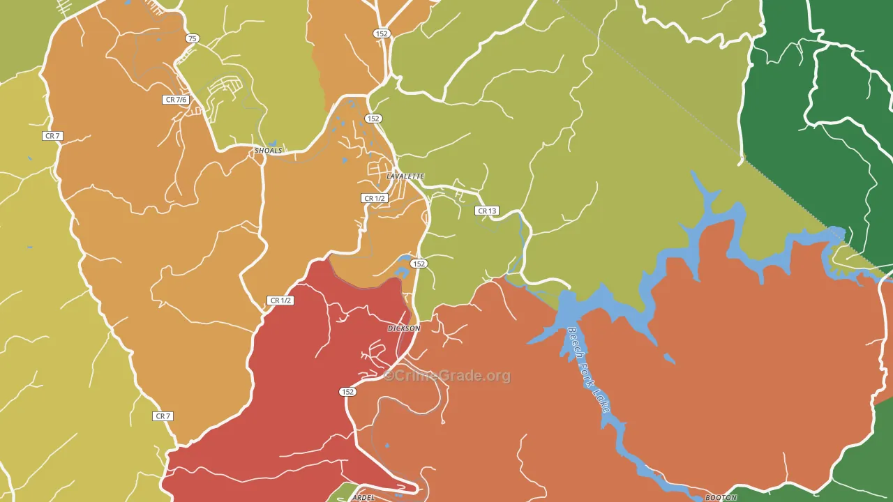 Lavalette, WV Map of Assault Rates