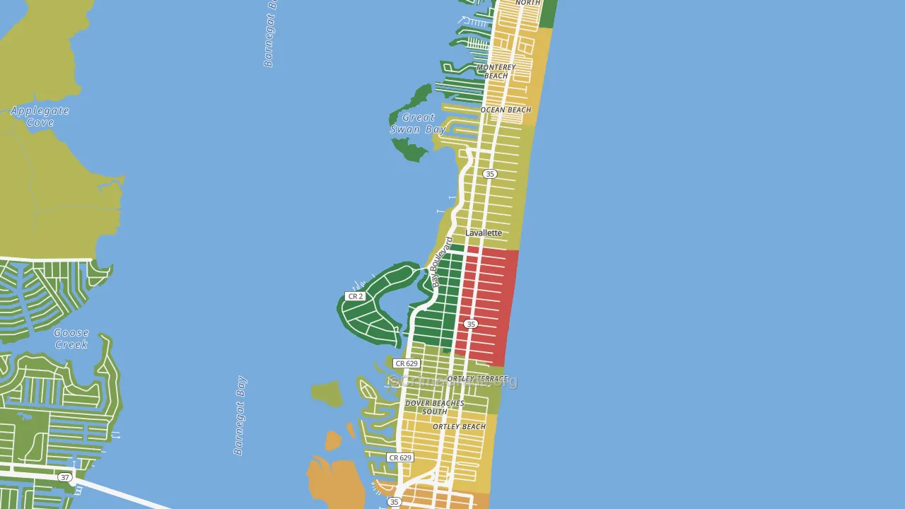 Lavallette, NJ Map of Assault Rates