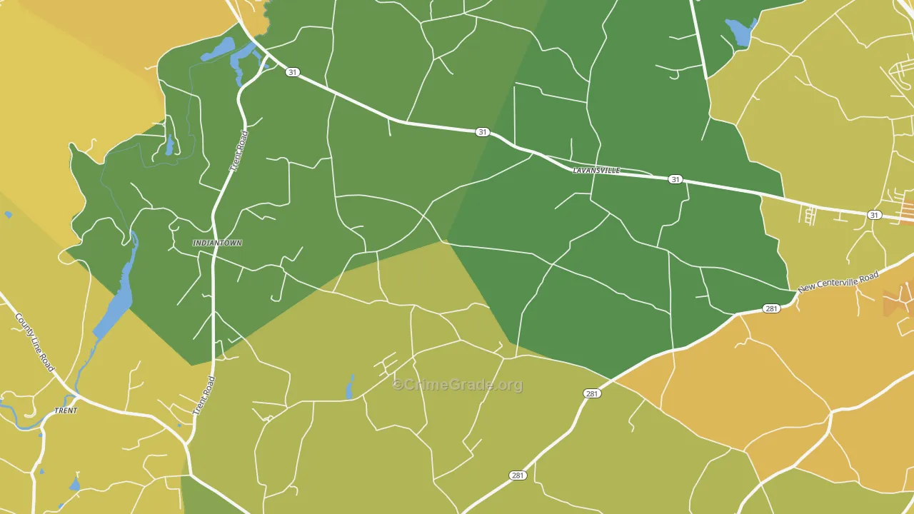 Lavansville, PA Map of Assault Rates