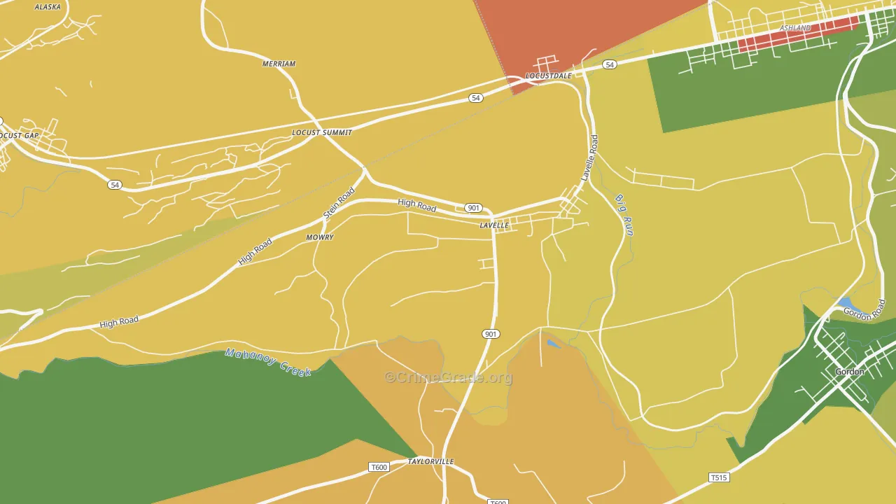 Lavelle, PA Map of Assault Rates