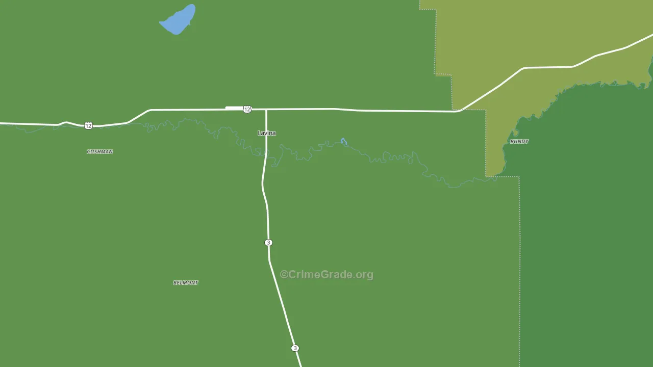 Lavina, MT Map of Assault Rates