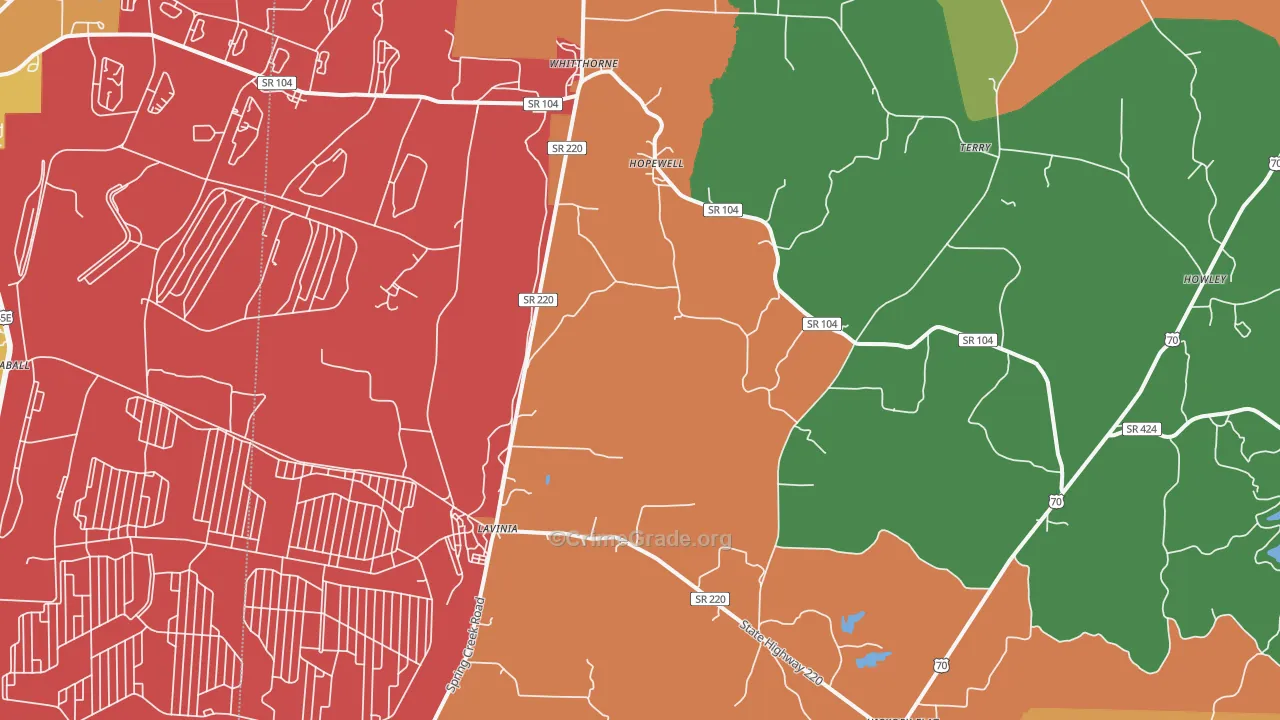 Lavinia, TN Map of Assault Rates
