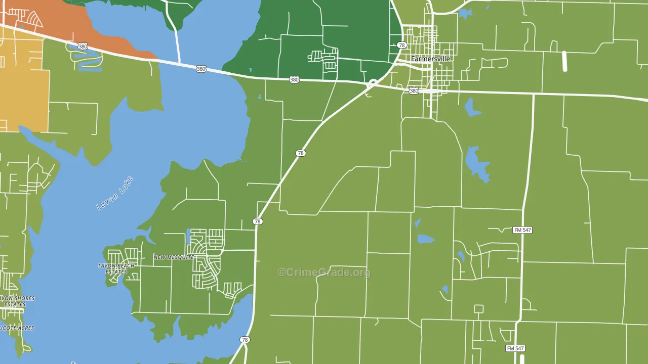 Lavon Beach Estates, TX Map of Assault Rates