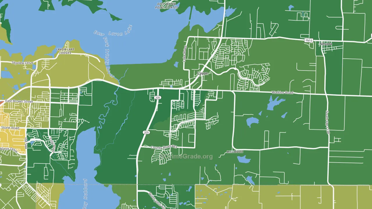 Lavon, TX Map of Assault Rates