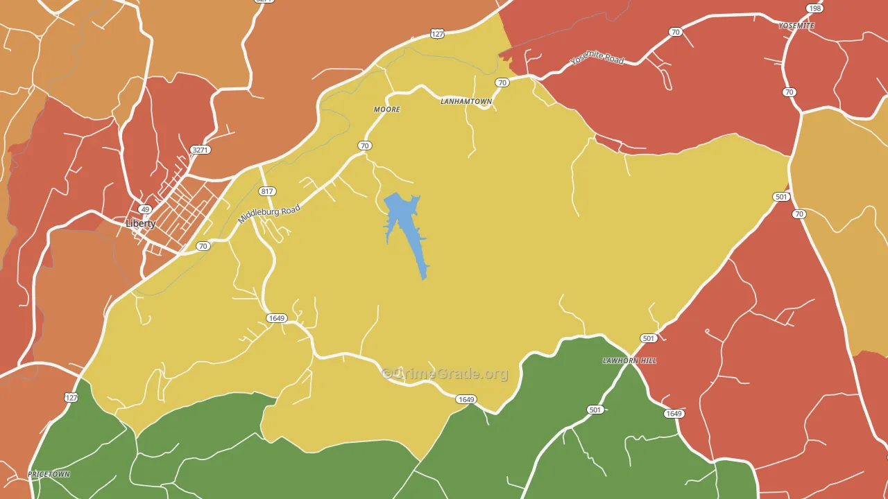 Lawhorn Hill, KY Map of Assault Rates