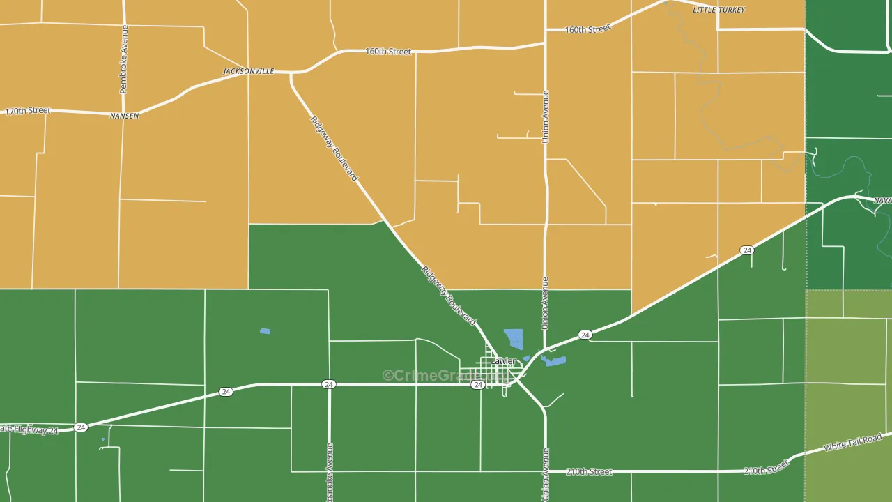 Lawler, IA Map of Assault Rates