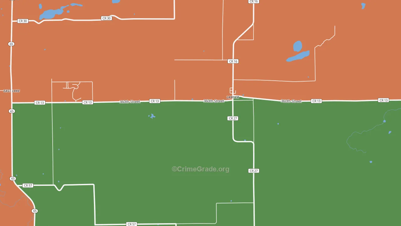Lawler, MN Map of Assault Rates
