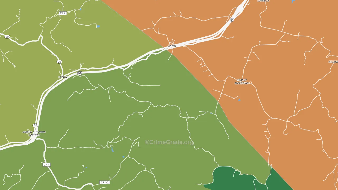 Lawn, WV Map of Assault Rates