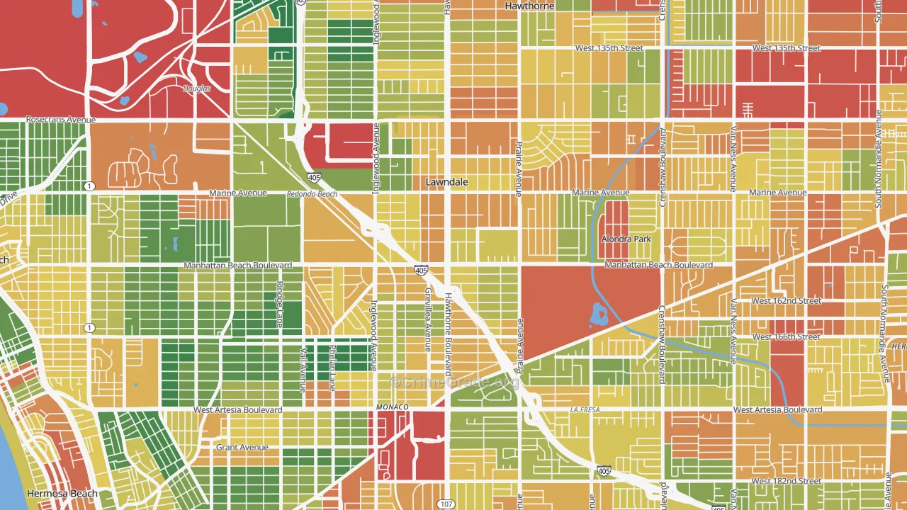 Lawndale, CA Map of Assault Rates