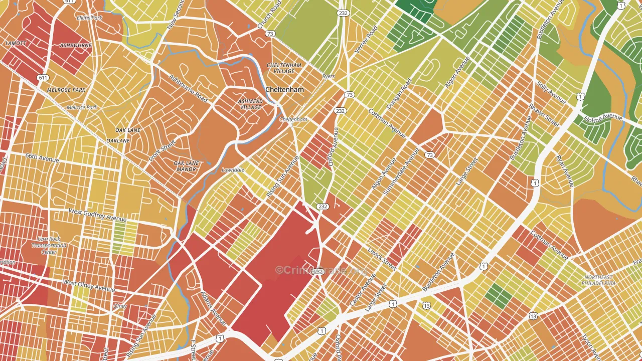 Lawndale, Philadelphia, PA Map of Assault Rates