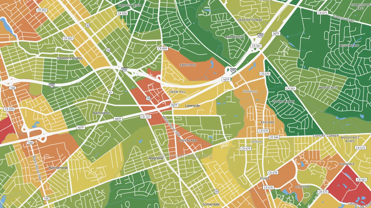 Lawnside, NJ Map of Assault Rates