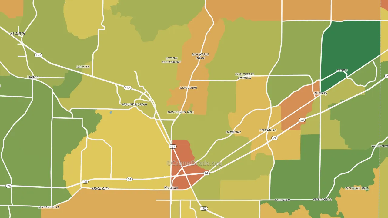 Lawrence County, AL Map of Assault Rates