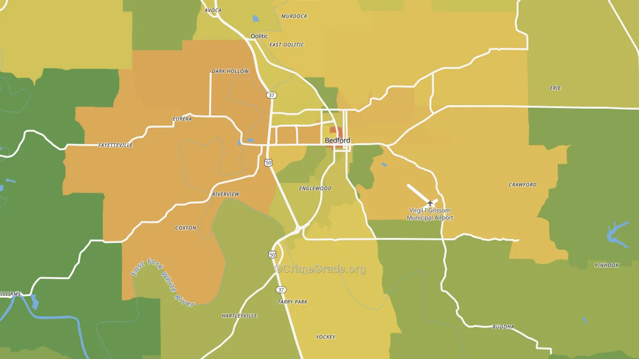 Lawrence County, IN Map of Assault Rates