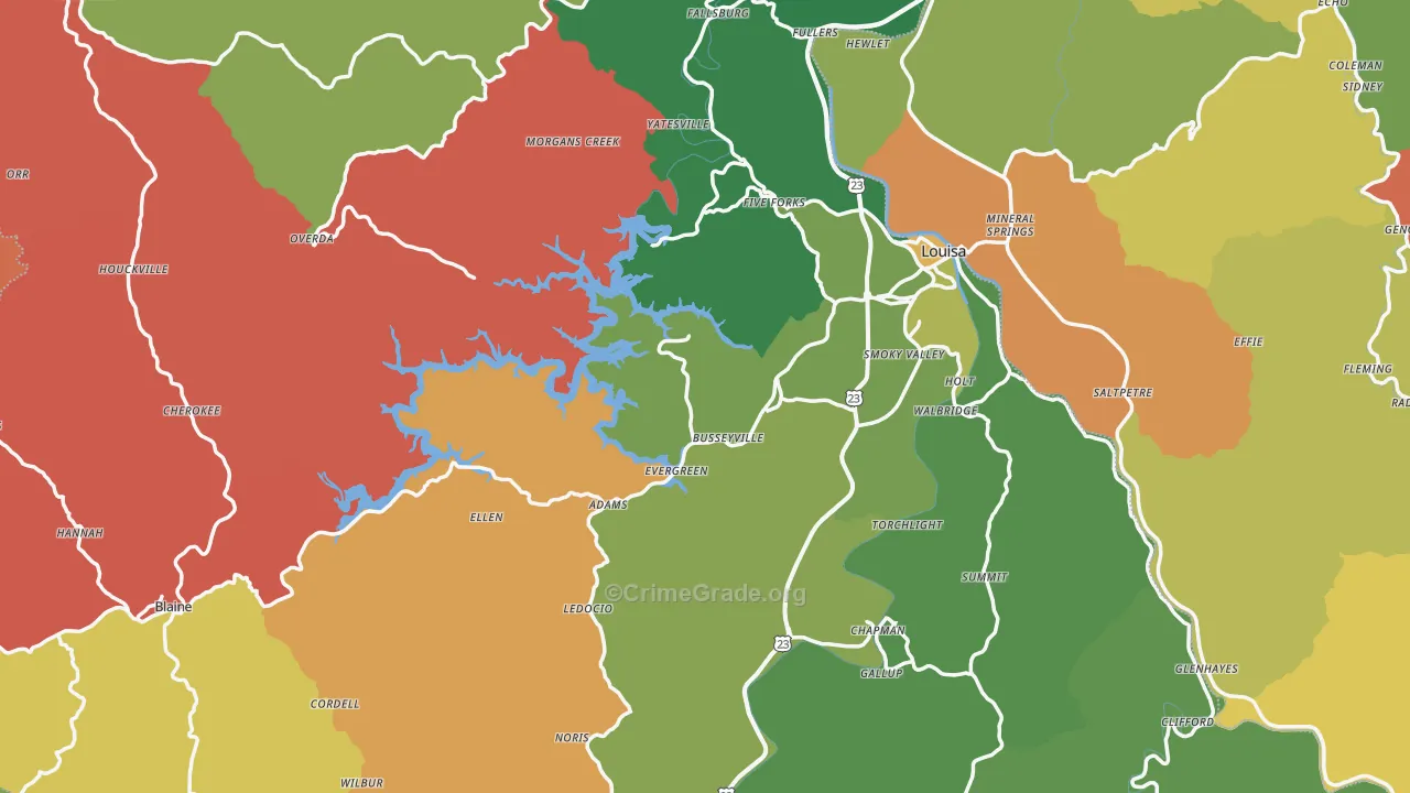 Lawrence County, KY Map of Assault Rates