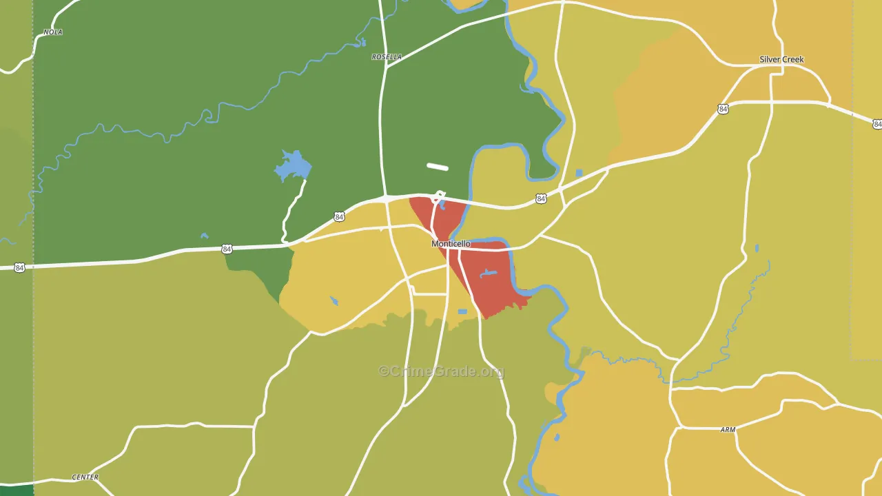 Lawrence County, MS Map of Assault Rates