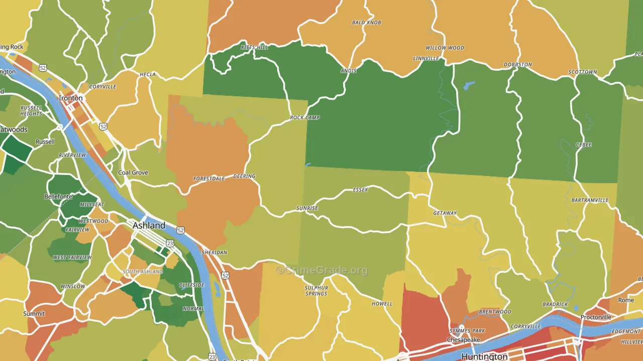 Lawrence County, OH Map of Assault Rates