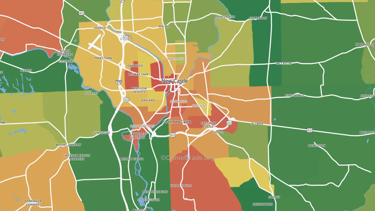 Lawrence County, PA Map of Assault Rates