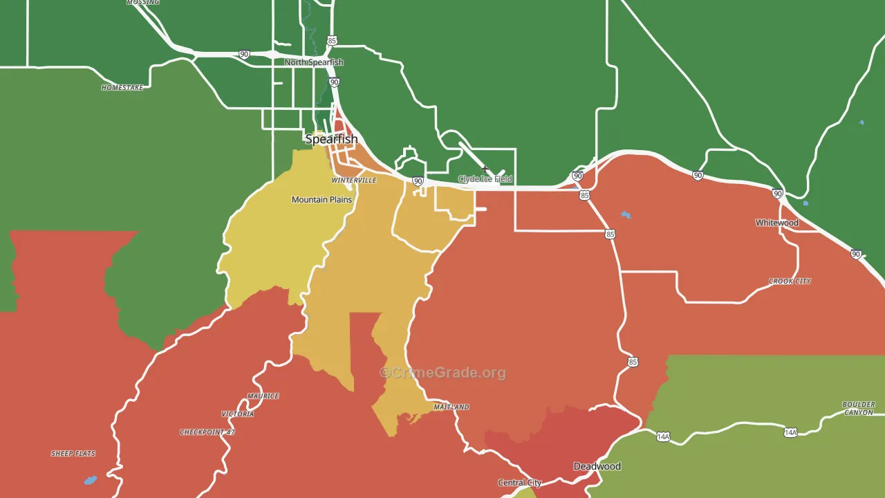 Lawrence County, SD Map of Assault Rates