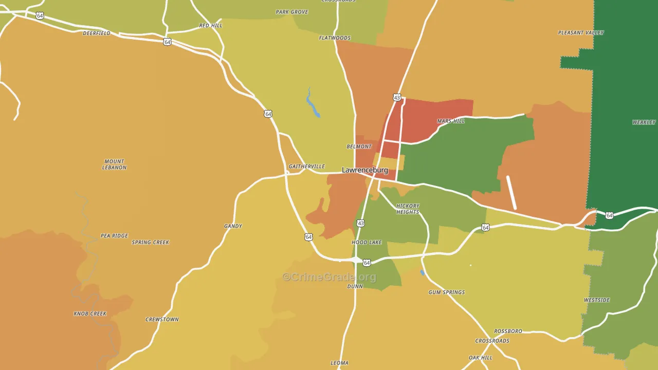 Lawrence County, TN Map of Assault Rates