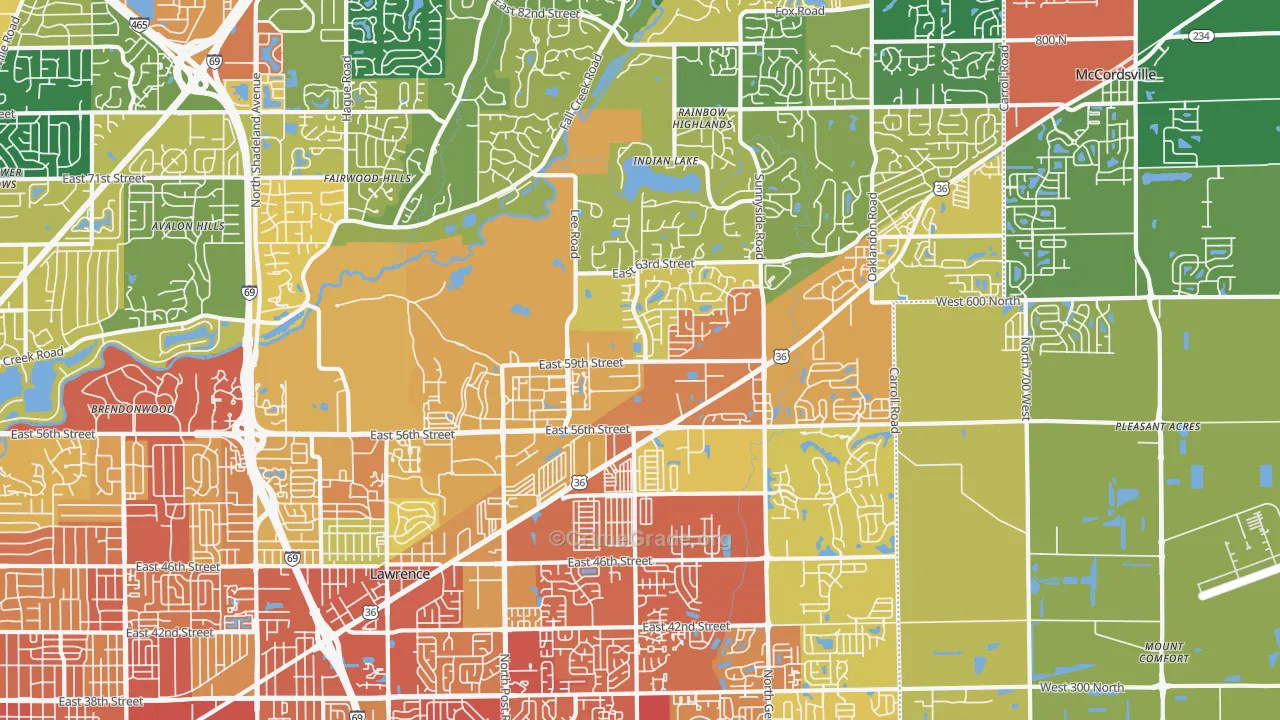 Lawrence, IN Map of Assault Rates