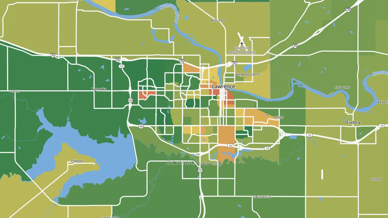 Lawrence, KS Map of Assault Rates