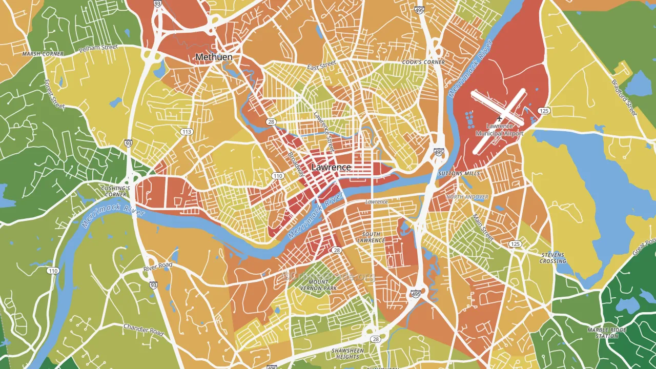 Lawrence, MA Map of Assault Rates