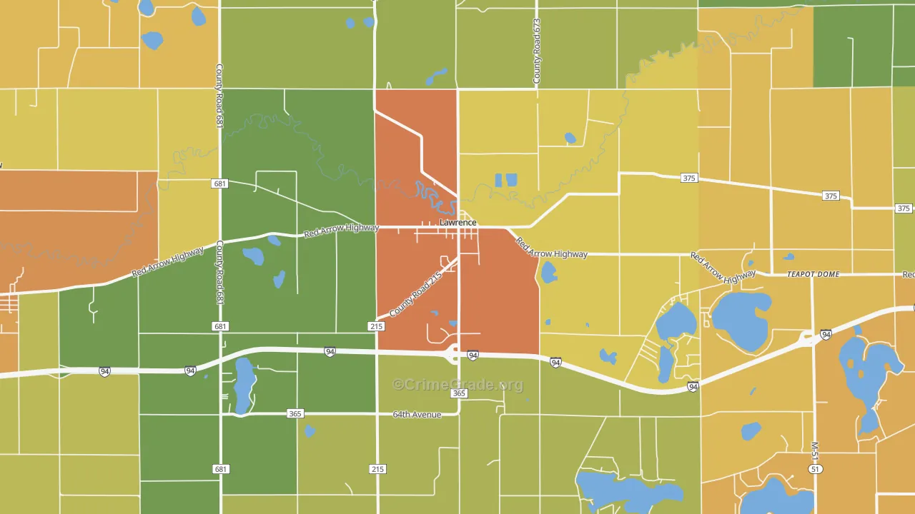 Lawrence, MI Map of Assault Rates